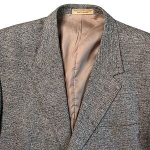 VTG‎ TravelSmith Sport Coat Men's 44L Gray Melange 100% Silk Preppy Academia 90s